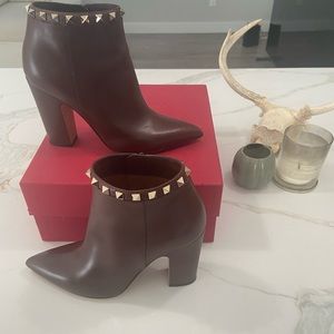 Valentino rock stud accents leather boots